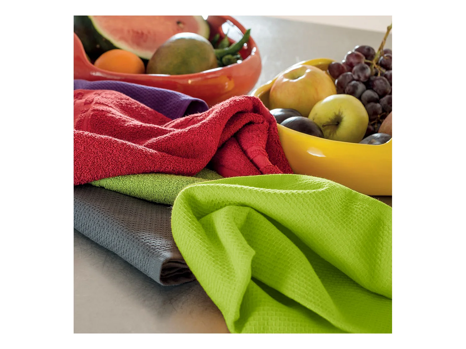 Lot de 2 torchons de cuisine 50x50 cm nid d'abeille PURE KITCHEN WAFFLE Pistache