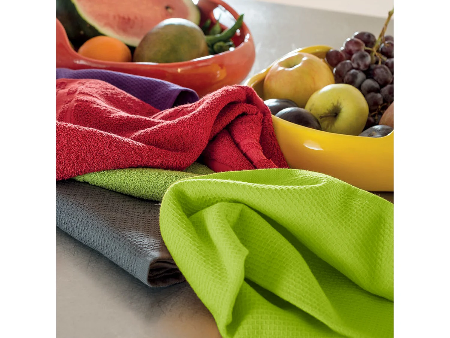 Lot de 2 torchons de cuisine 50x50 cm nid d'abeille PURE KITCHEN WAFFLE Pistache