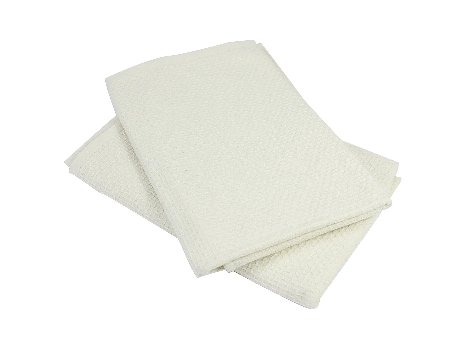 Lot de 2 torchons de cuisine 50x50 cm nid d'abeille PURE KITCHEN WAFFLE Ivoire