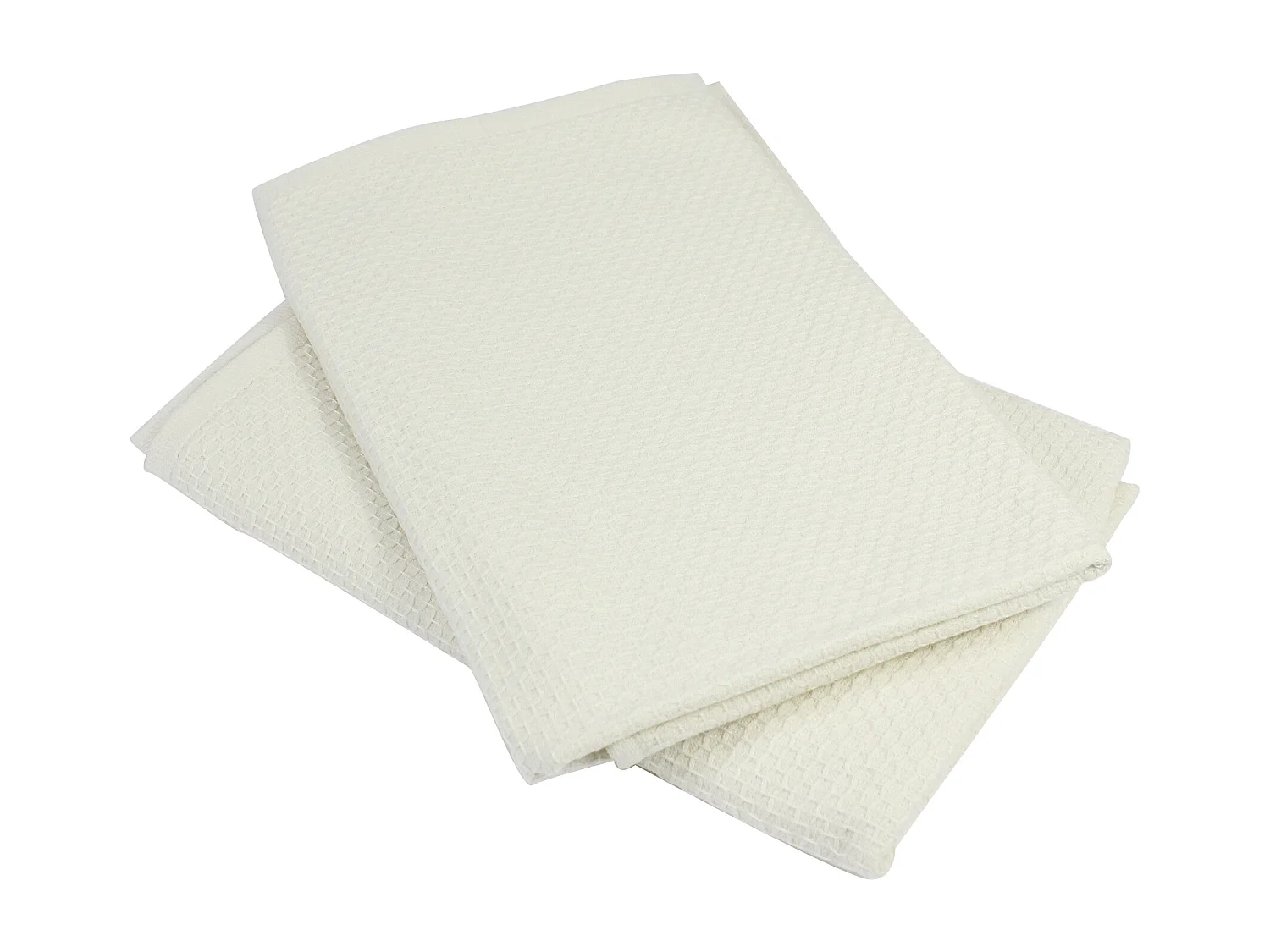 Lot de 2 torchons de cuisine 50x50 cm nid d'abeille PURE KITCHEN WAFFLE Ivoire
