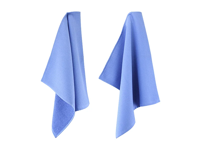 Lot de 2 torchons de cuisine 50x50 cm nid d'abeille PURE KITCHEN WAFFLE Bleu mer