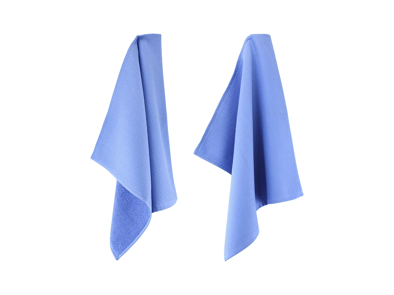 Lot de 2 torchons de cuisine 50x50 cm nid d'abeille PURE KITCHEN WAFFLE Bleu mer