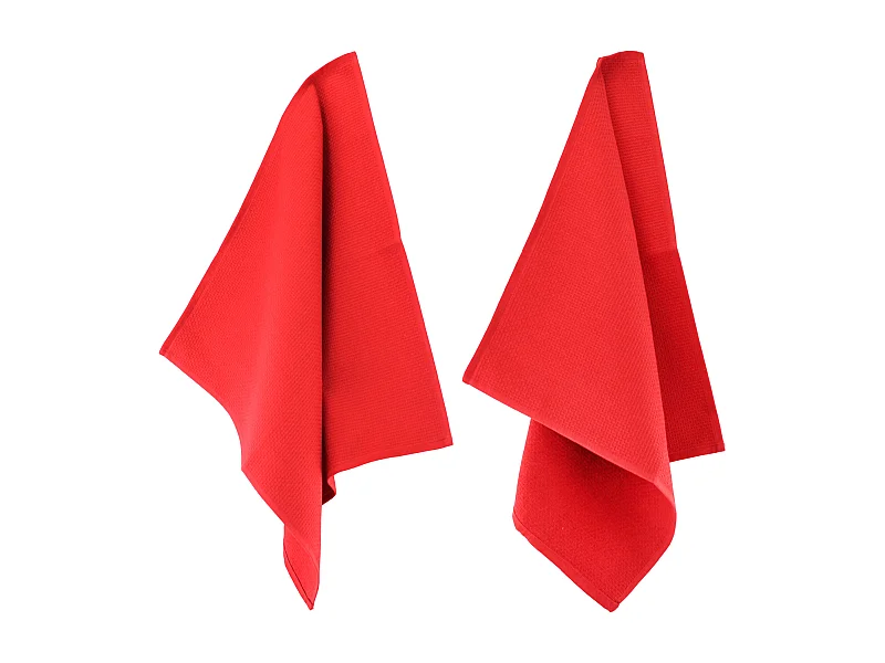Lot de 2 torchons de cuisine 50x50 cm nid d'abeille PURE KITCHEN WAFFLE Rouge