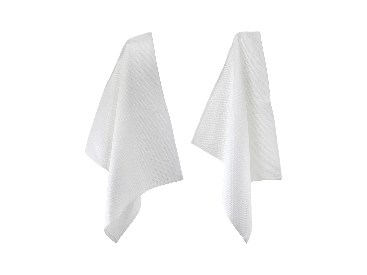 Lot de 2 torchons de cuisine 50x50 cm nid d'abeille PURE KITCHEN WAFFLE Blanc