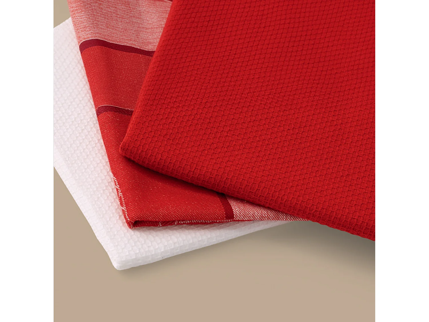 Lot de 2 torchons de cuisine 50x50 cm nid d'abeille PURE KITCHEN WAFFLE Blanc