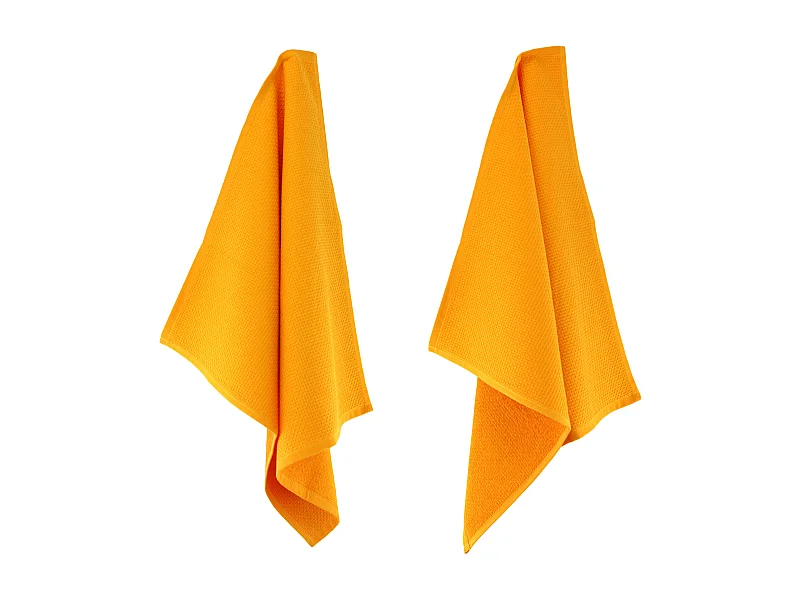 Lot de 2 torchons de cuisine 50x50 cm nid d'abeille PURE KITCHEN WAFFLE Or