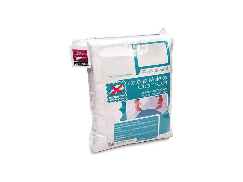 Protège matelas absorbant Antonin blanc 80x200 Grand bonnet 30cm