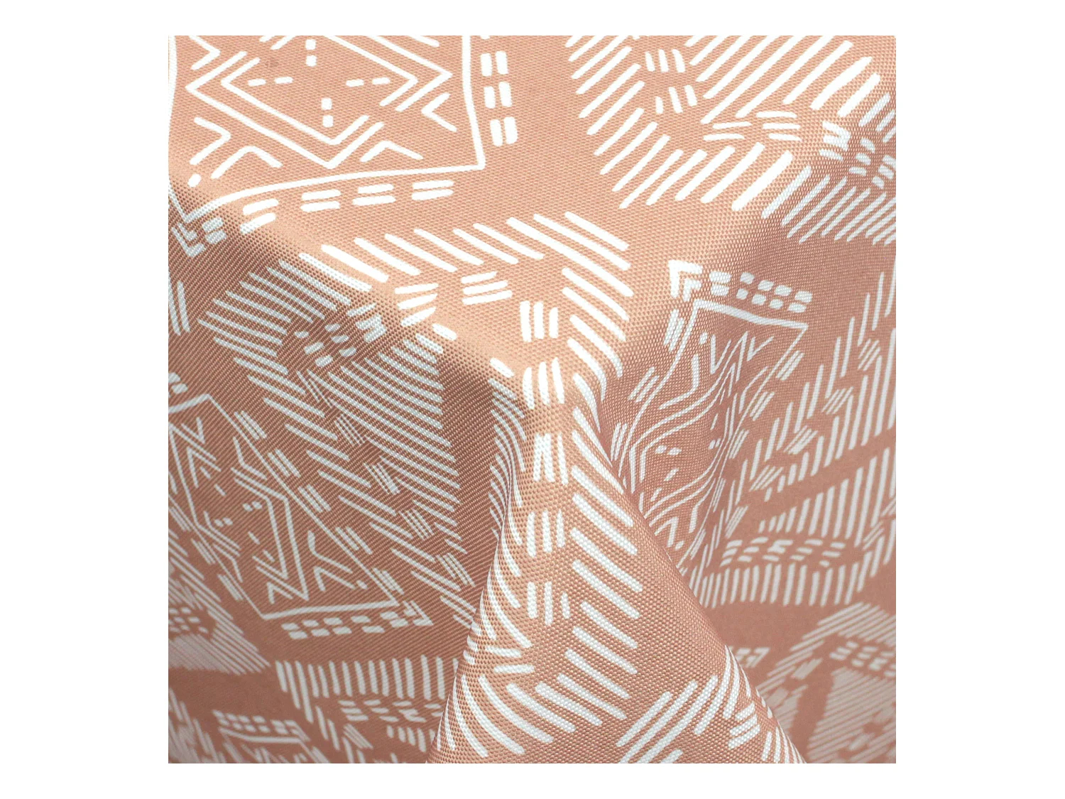 Nappe carrée 170x170 cm imprimée 100% polyester BOHO géométrique marron sienne