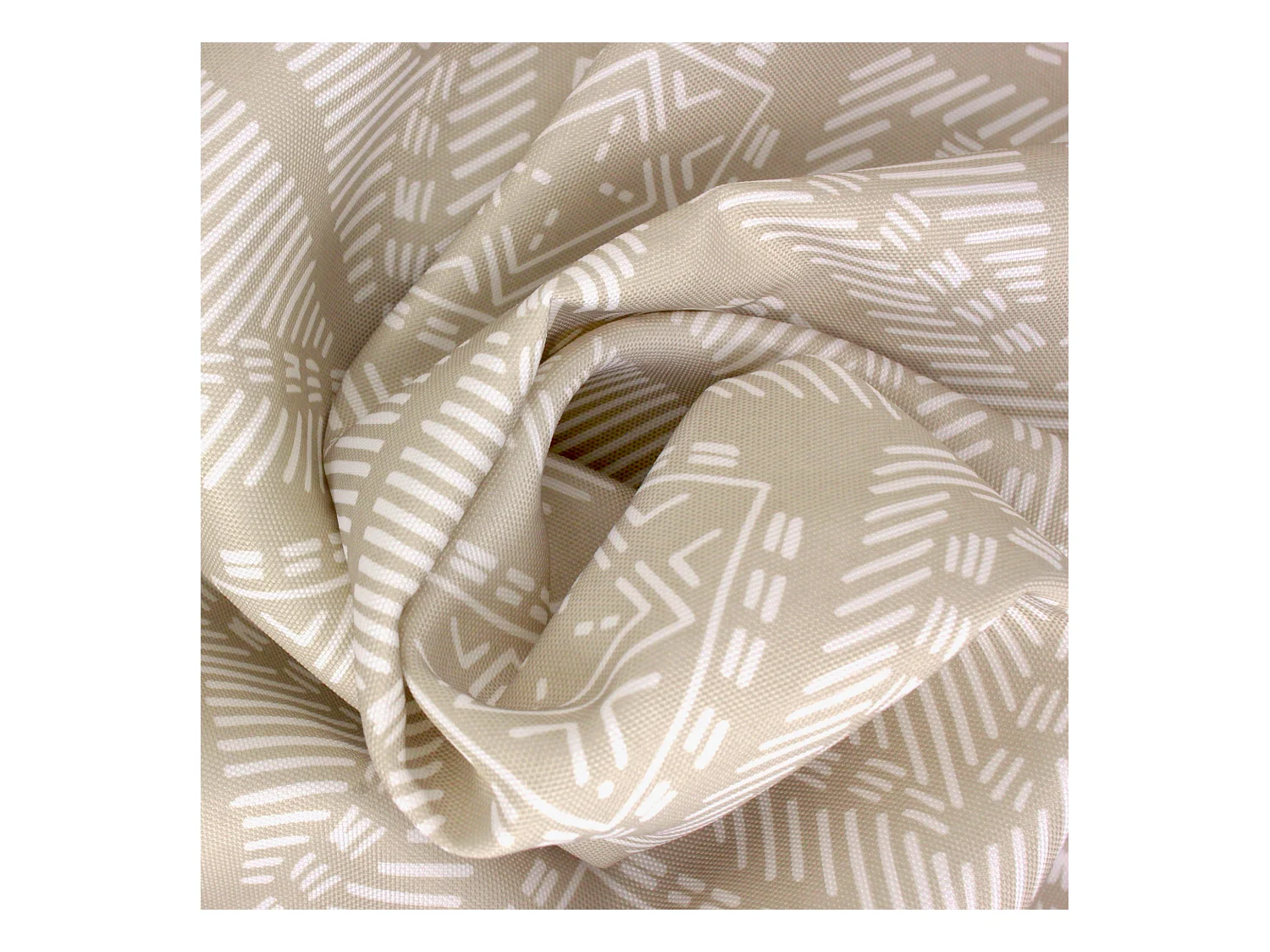 Nappe rectangle 150x300 cm imprimée 100% polyester BOHO géométrique beige ficelle