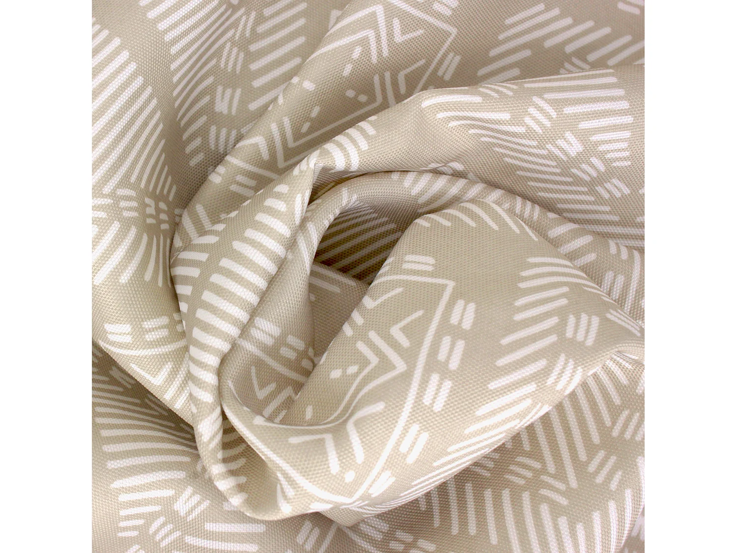 Nappe rectangle 150x200 cm imprimée 100% polyester BOHO géométrique beige ficelle