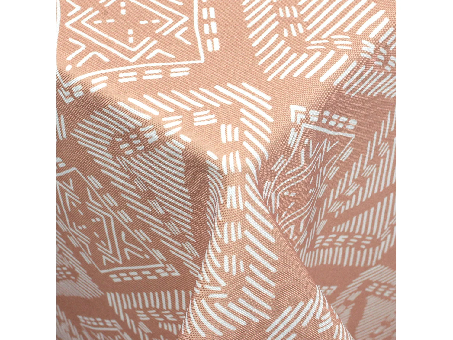 Nappe rectangle 150x250 cm imprimée 100% polyester BOHO géométrique marron sienne