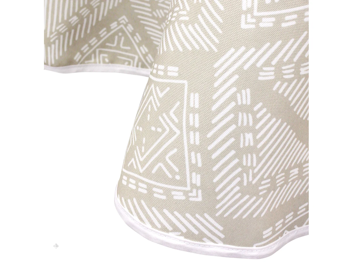 Nappe ronde 180 cm imprimée 100% polyester BOHO géométrique beige ficelle