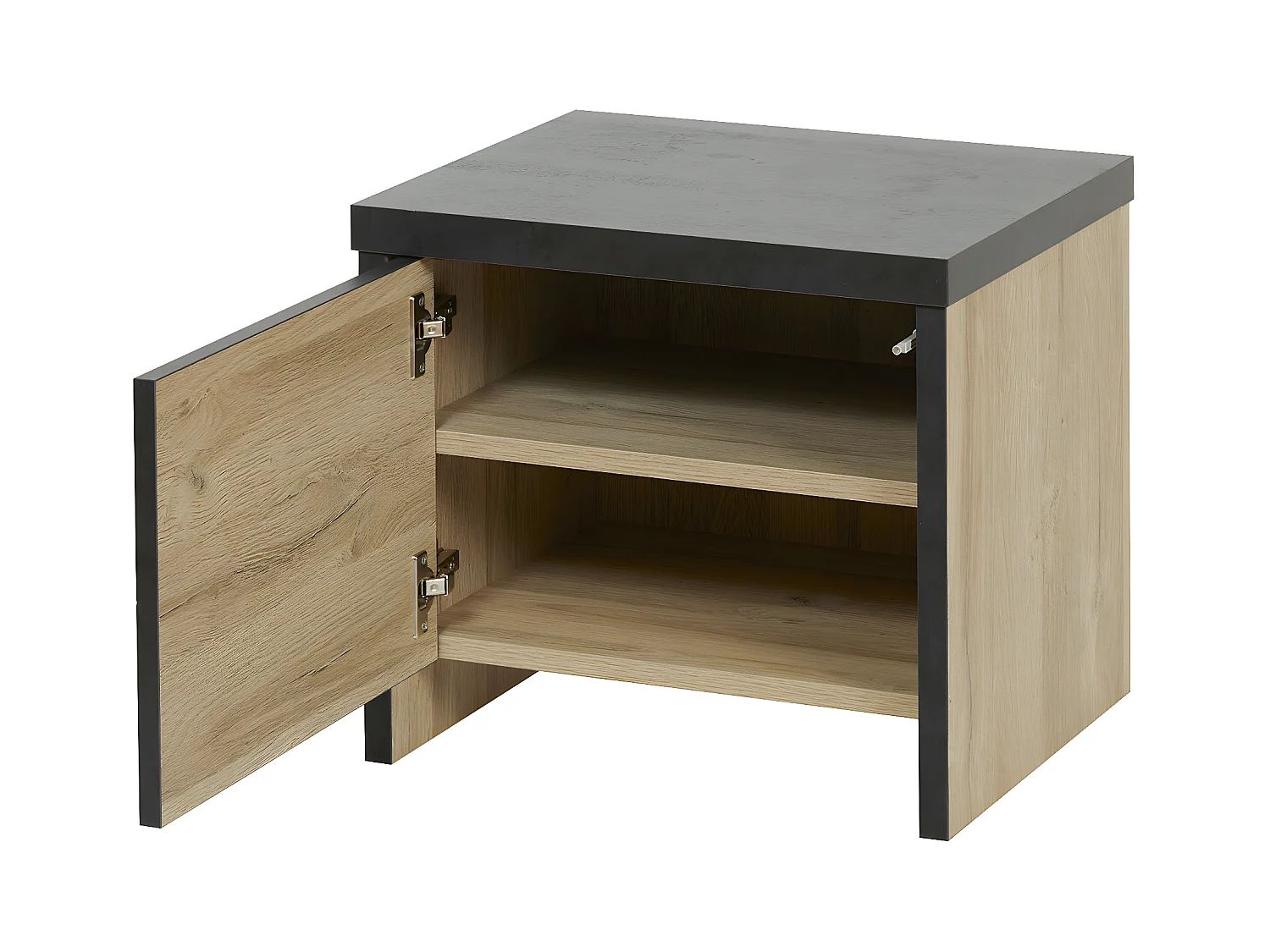 SIWA - Chevet 1 Porte Effet Bois et Beton Ciré