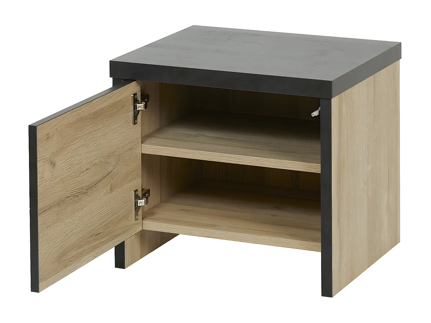 SIWA - Chevet 1 Porte Effet Bois et Beton Ciré