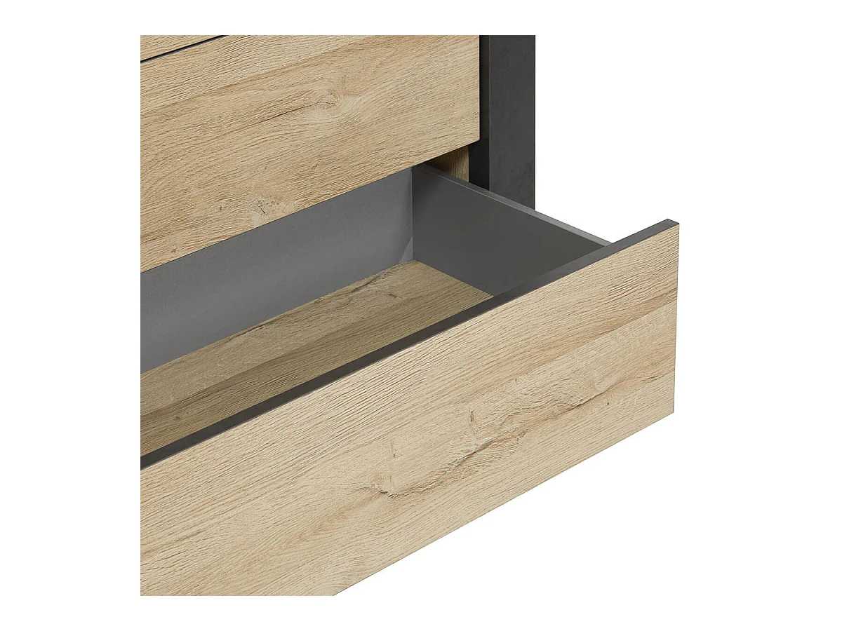 SIWA - Commode 3 Tiroirs Effet Bois et Beton Ciré