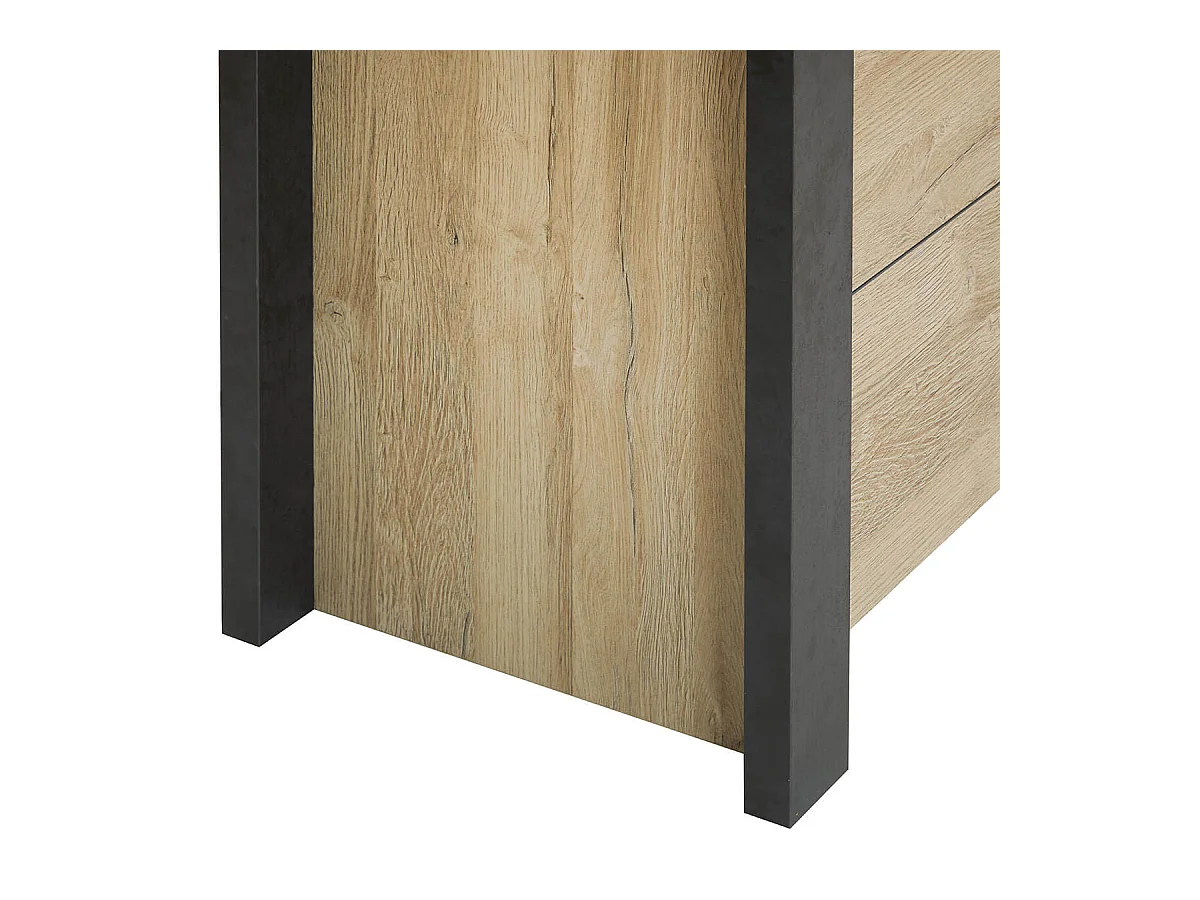 SIWA - Commode 3 Tiroirs Effet Bois et Beton Ciré