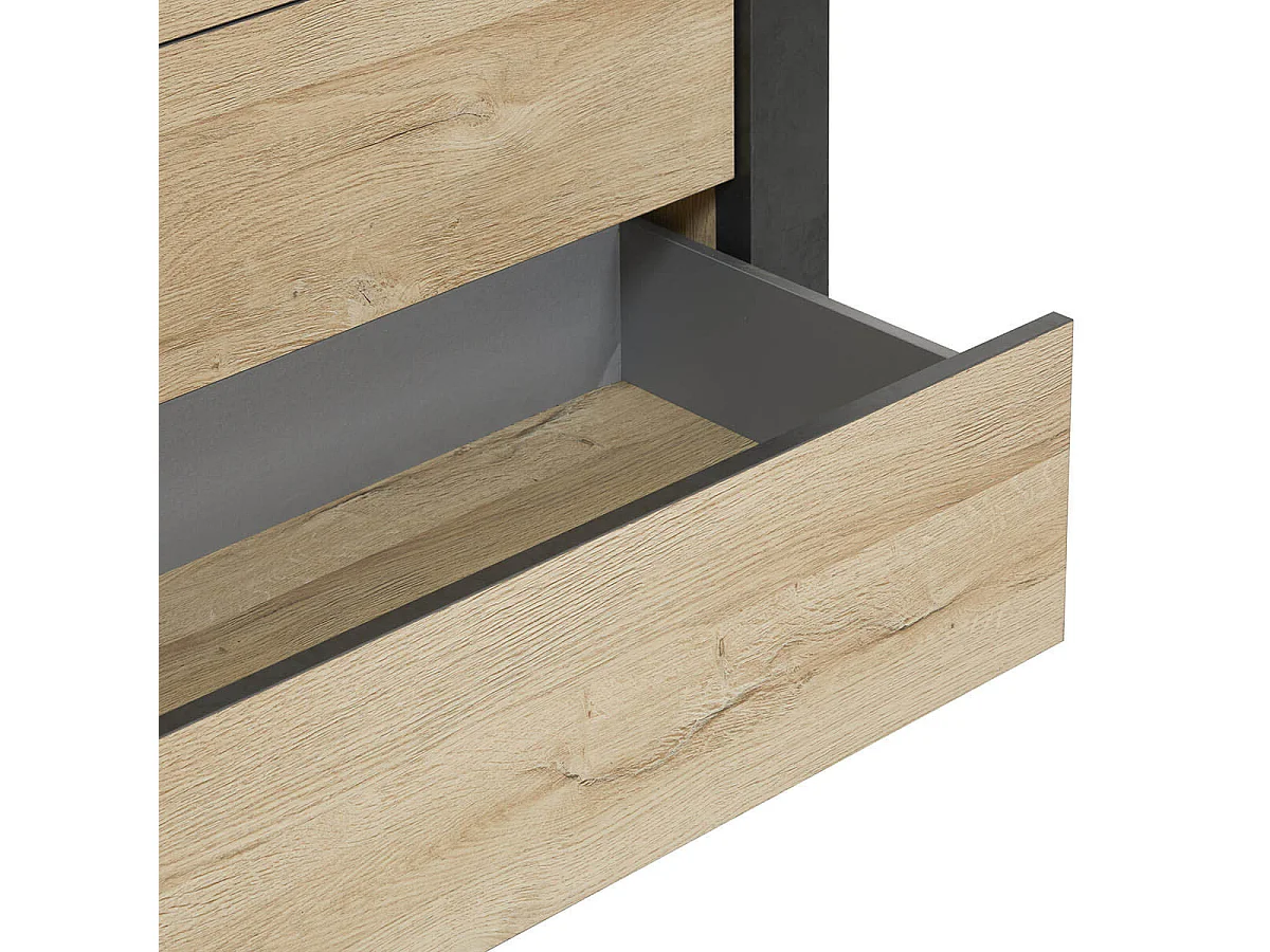 SIWA - Commode 3 Tiroirs Effet Bois et Beton Ciré