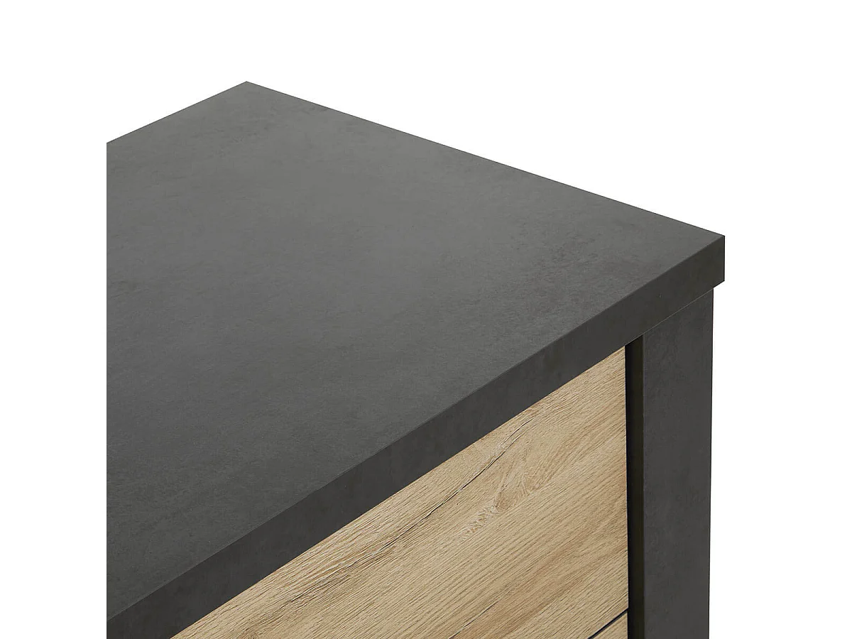 SIWA - Commode 3 Tiroirs Effet Bois et Beton Ciré