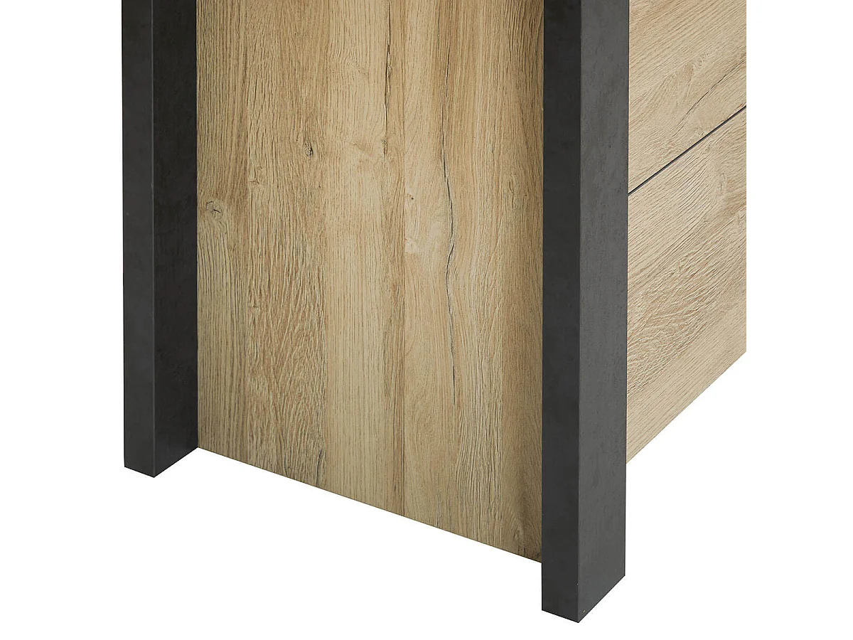 SIWA - Commode 3 Tiroirs Effet Bois et Beton Ciré