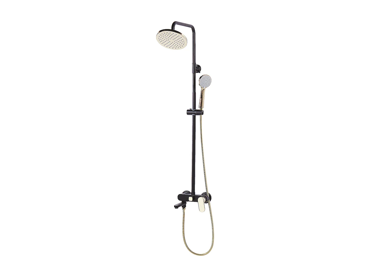 Duschset mit Mischbatterie und Regenbrause GURARA Schwarz / Gold