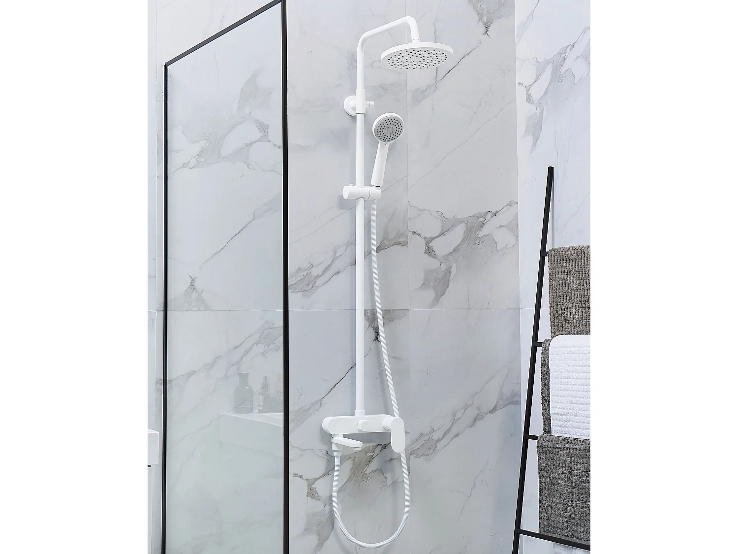 Columna de ducha con efecto lluvia GURARA Blanco