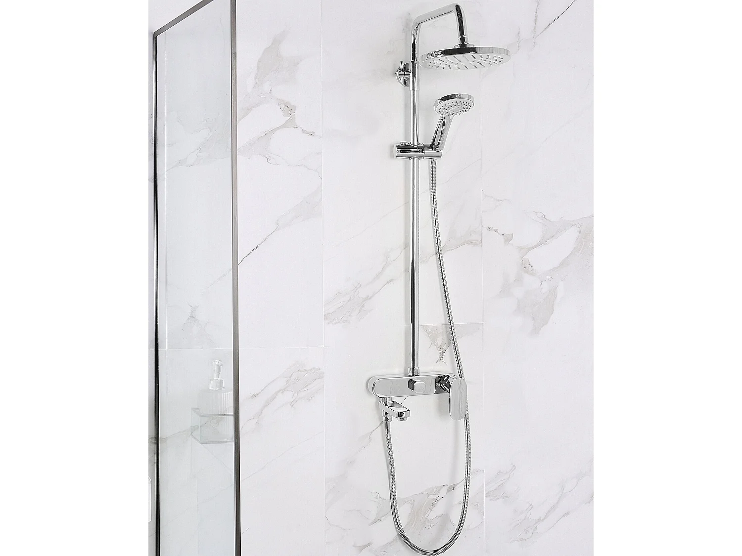 Ensemble de douche avec mitigeur et douche de pluie GURARA Argenté