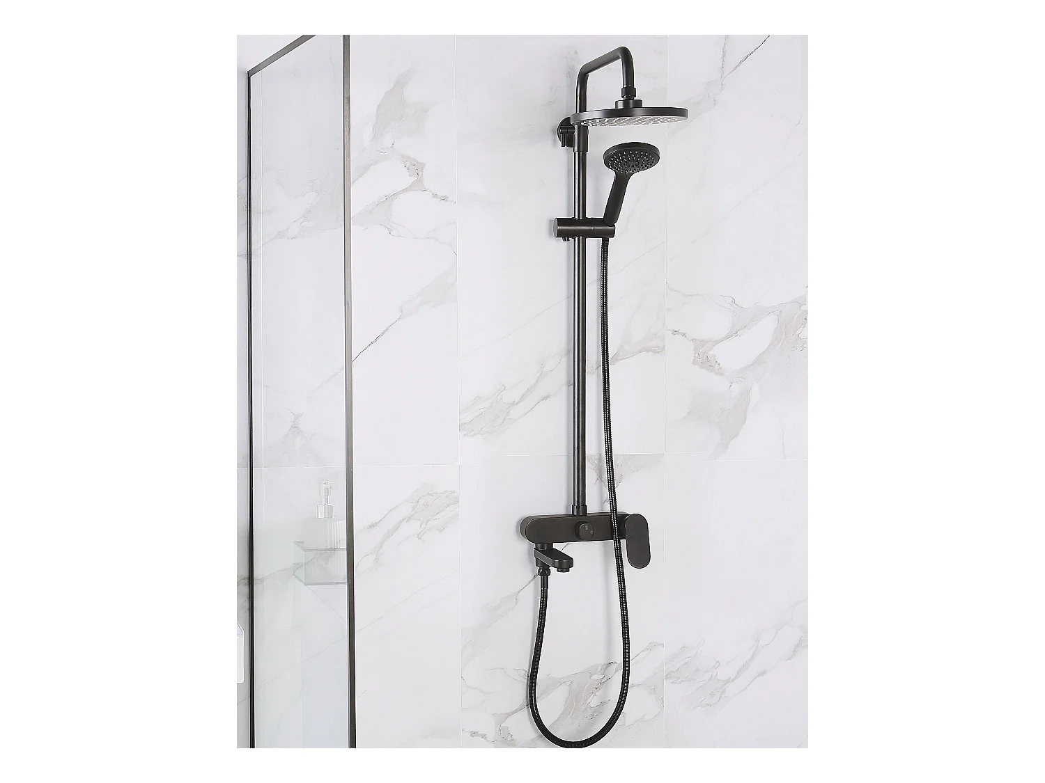 Columna de ducha con efecto lluvia GURARA Negro