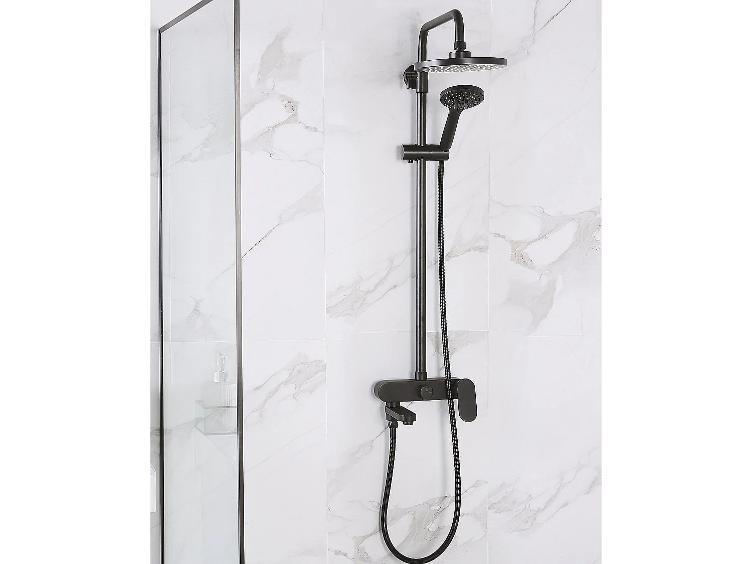 Ensemble de douche avec mitigeur et douche de pluie GURARA Noir