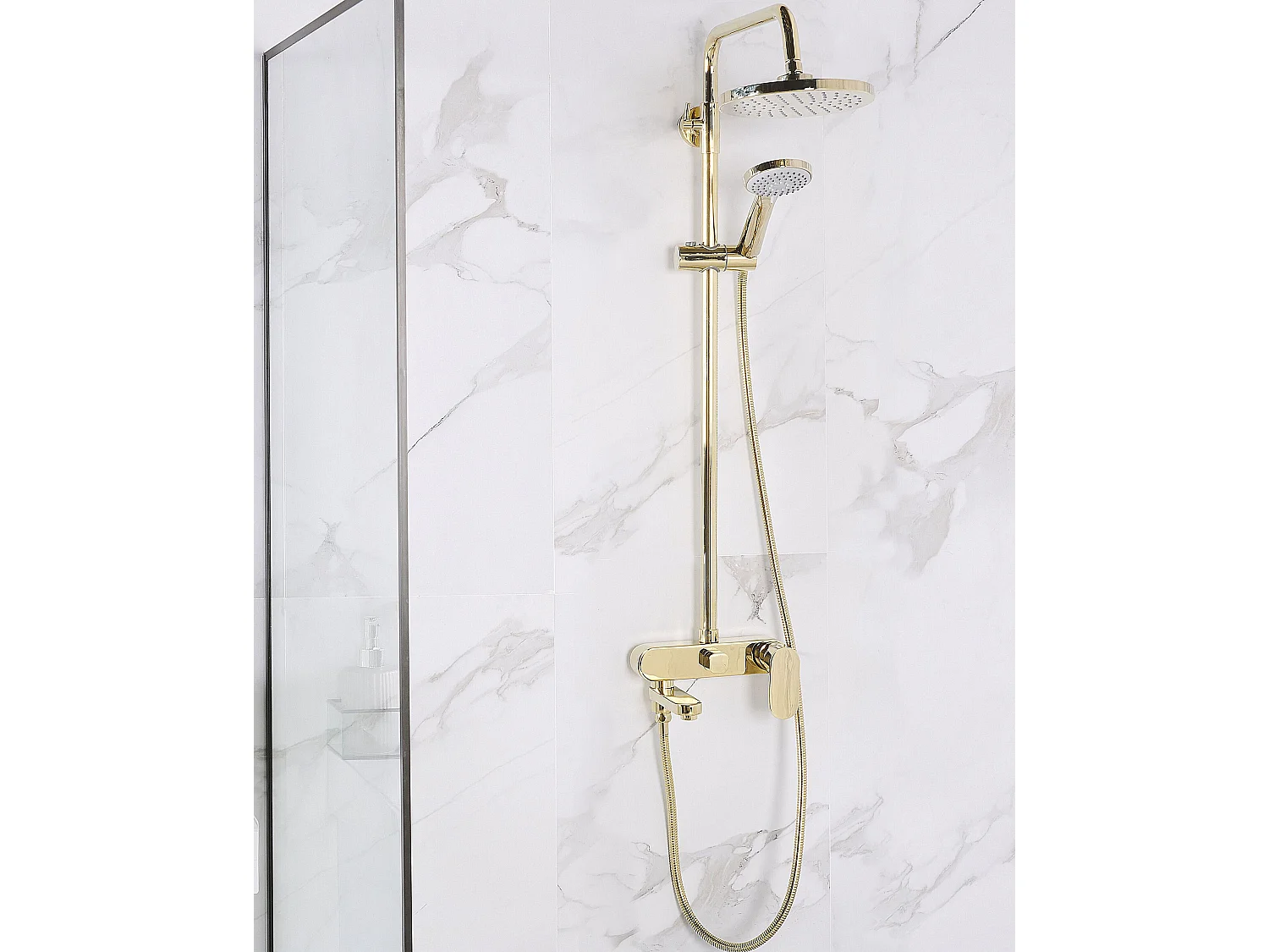 Ensemble de douche avec mitigeur et douche de pluie GURARA Doré