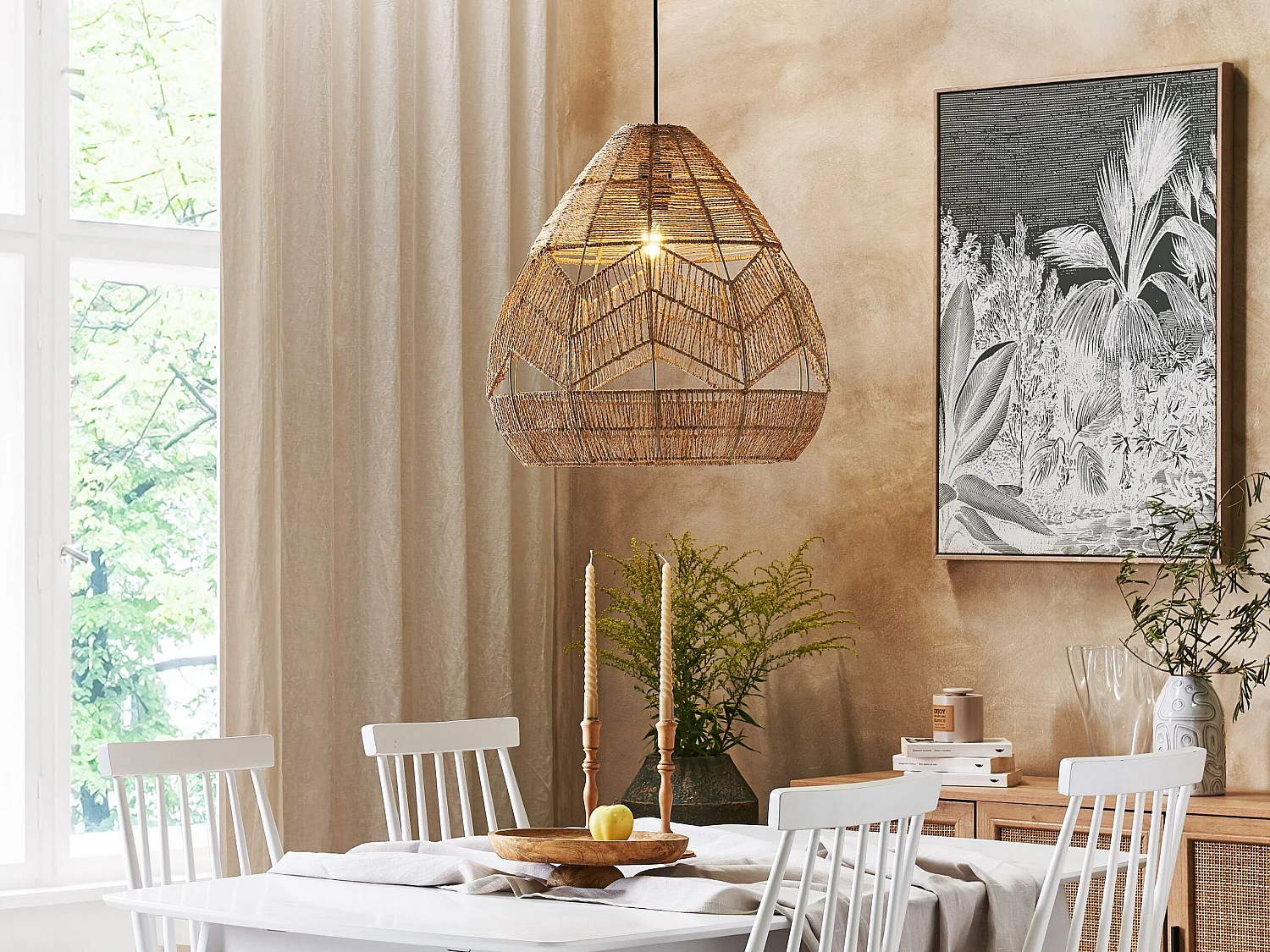 Lampe à suspendre tissée naturelle CASCADE