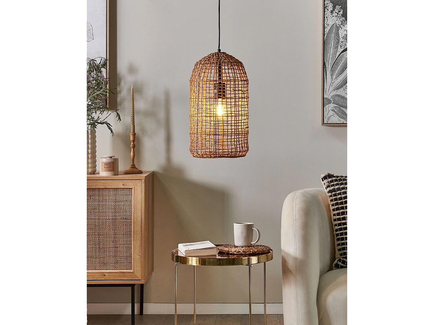Hanglamp LUCITE Papier touw Natuurlijk