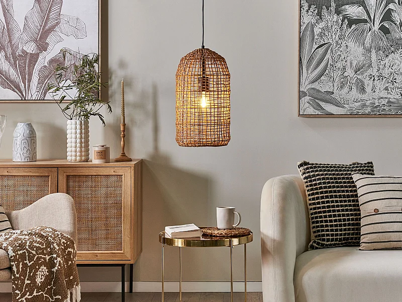 Lampe suspension LUCITE Corde en papier Naturel