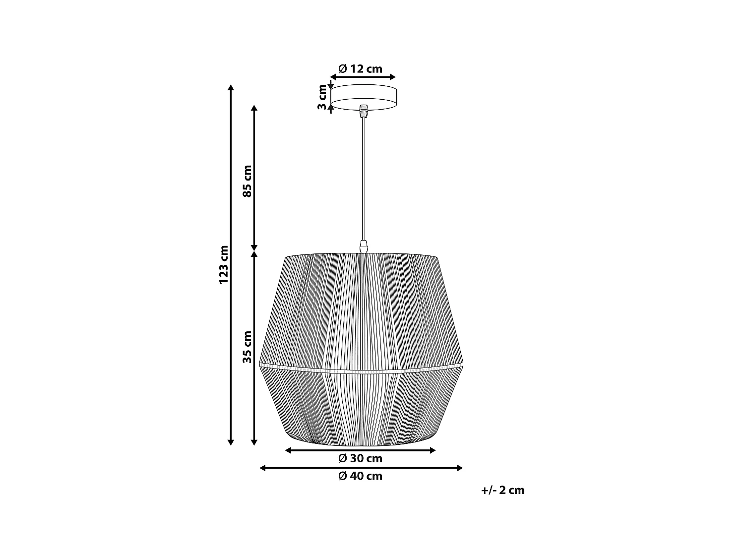 Lámpara colgante GWERU Cuerda de papel Negro