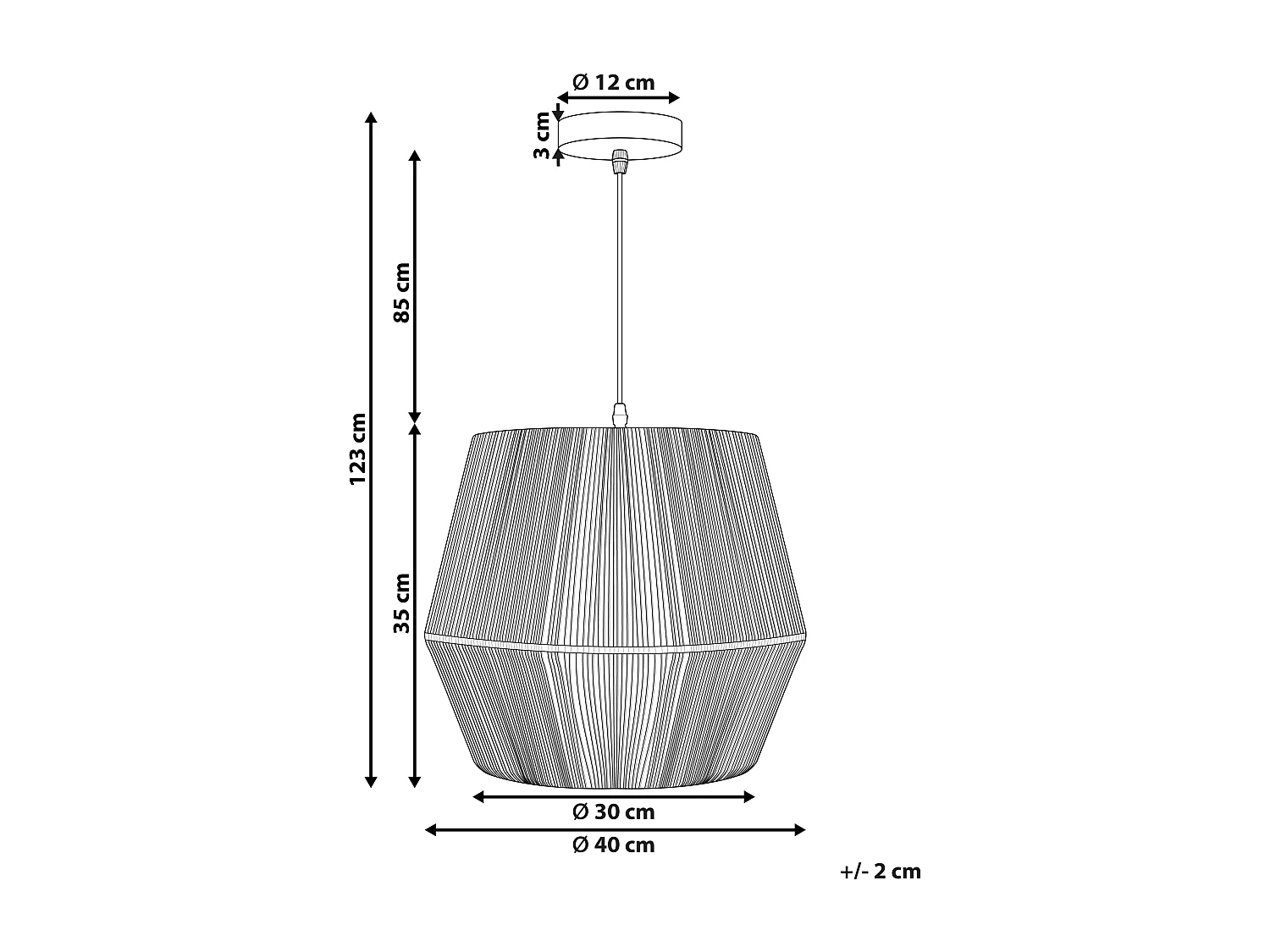 Candeeiro suspenso GWERU Corda de papel Preto