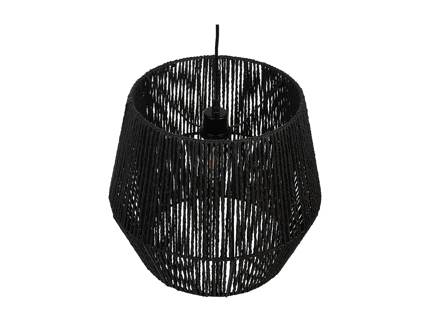 Hängelampe GWERU Papierschnur Schwarz