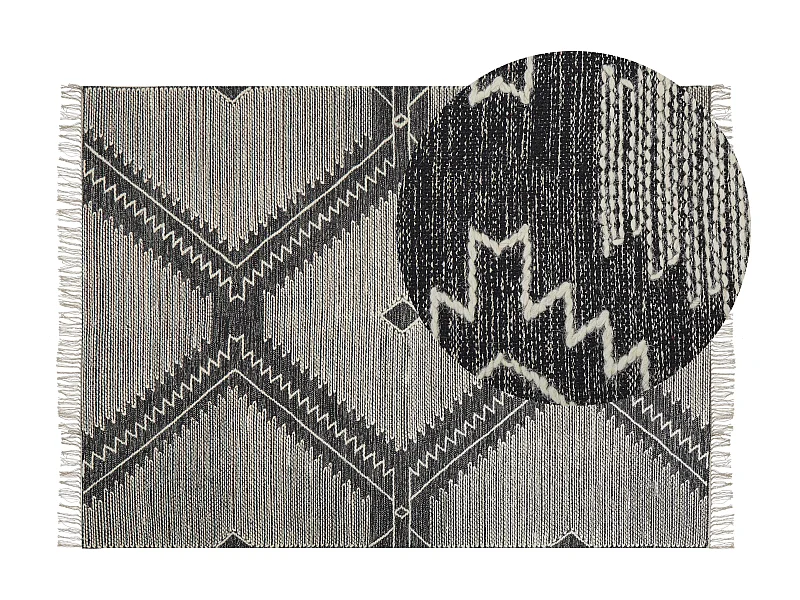 Dywan bawełniany 140 x 200 cm biało-czarny ARBAA