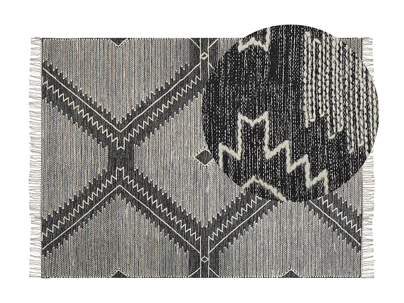 Tappeto cotone nero e bianco sporco 160 x 230 cm ARBAA