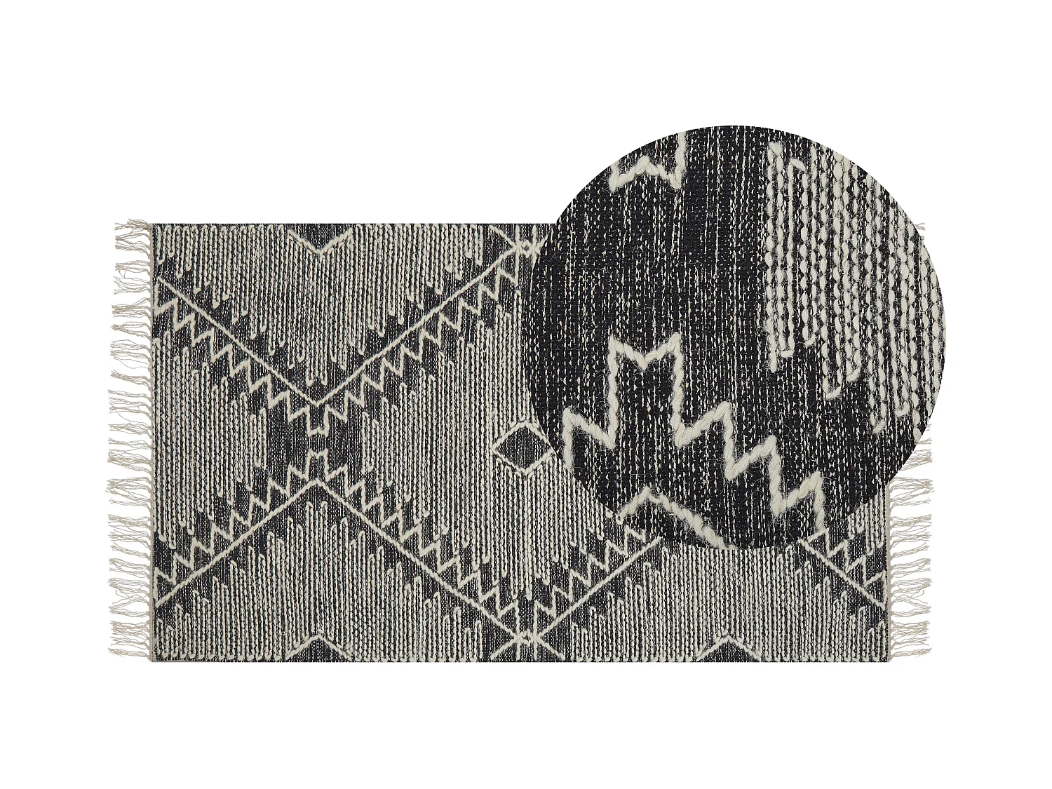 Vloerkleed katoen zwart/wit 80 x 150 cm ARBAA