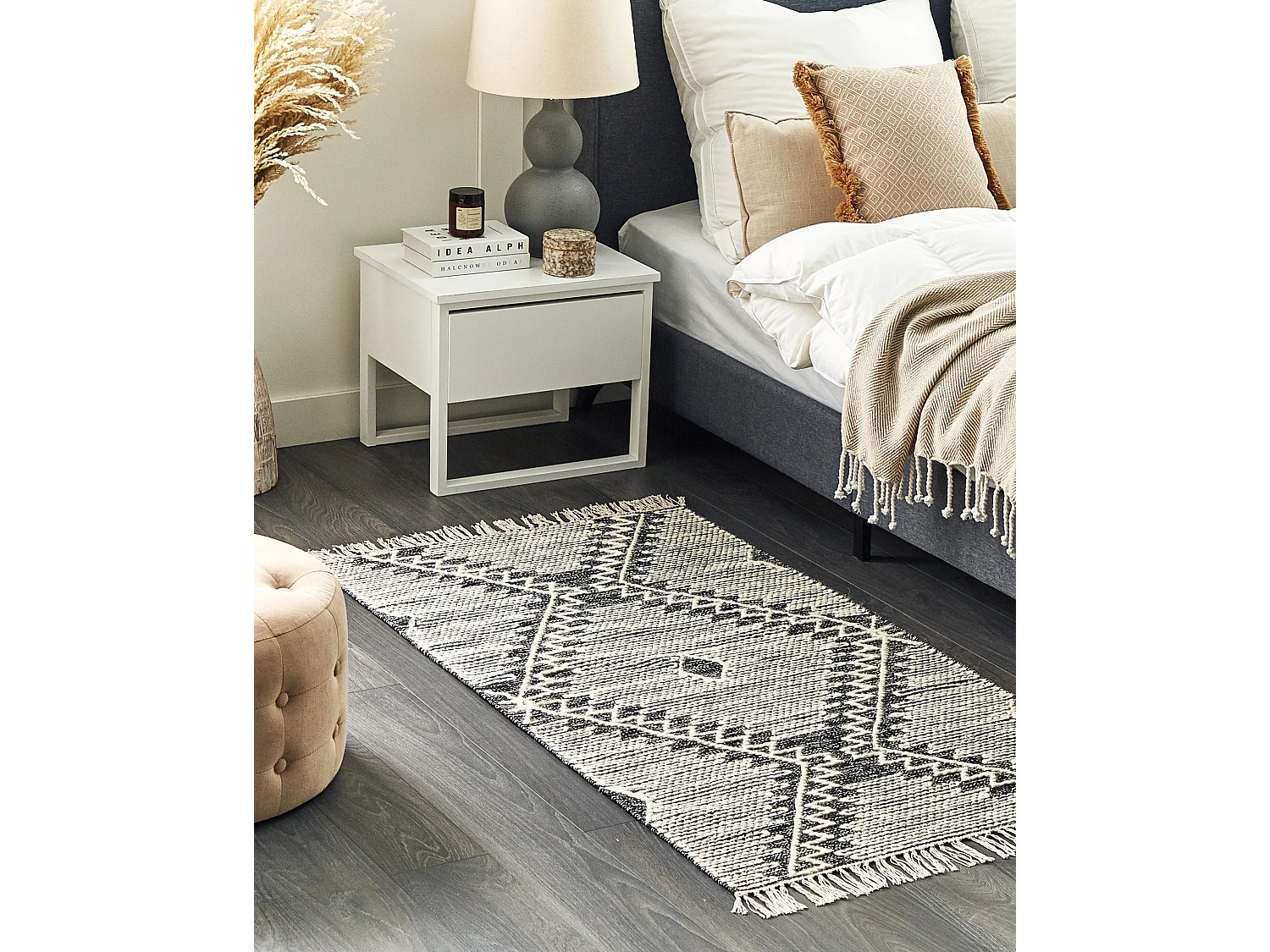 Vloerkleed katoen zwart/wit 80 x 150 cm ARBAA