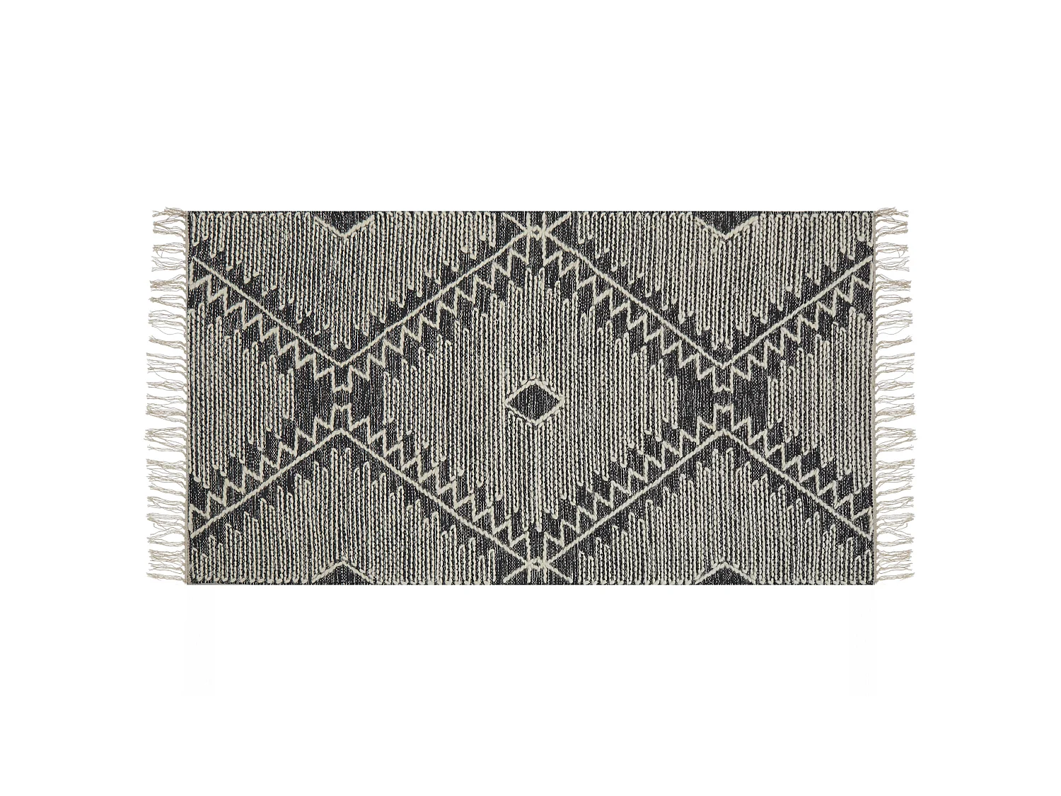 Tapis en coton 80 x 150 cm noir et blanc ARBAA