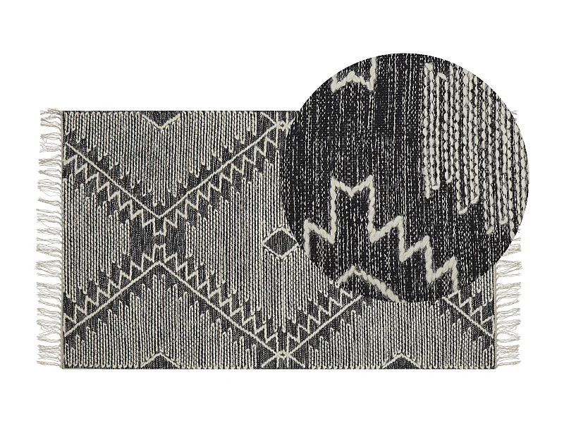 Dywan bawełniany 80 x 150 cm biało-czarny ARBAA