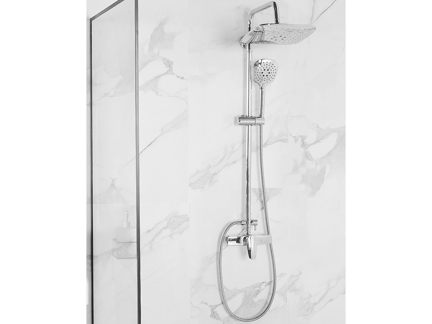 Praktisches Duschsystem mit Kopf und Handbrause silber 115 cm Howick