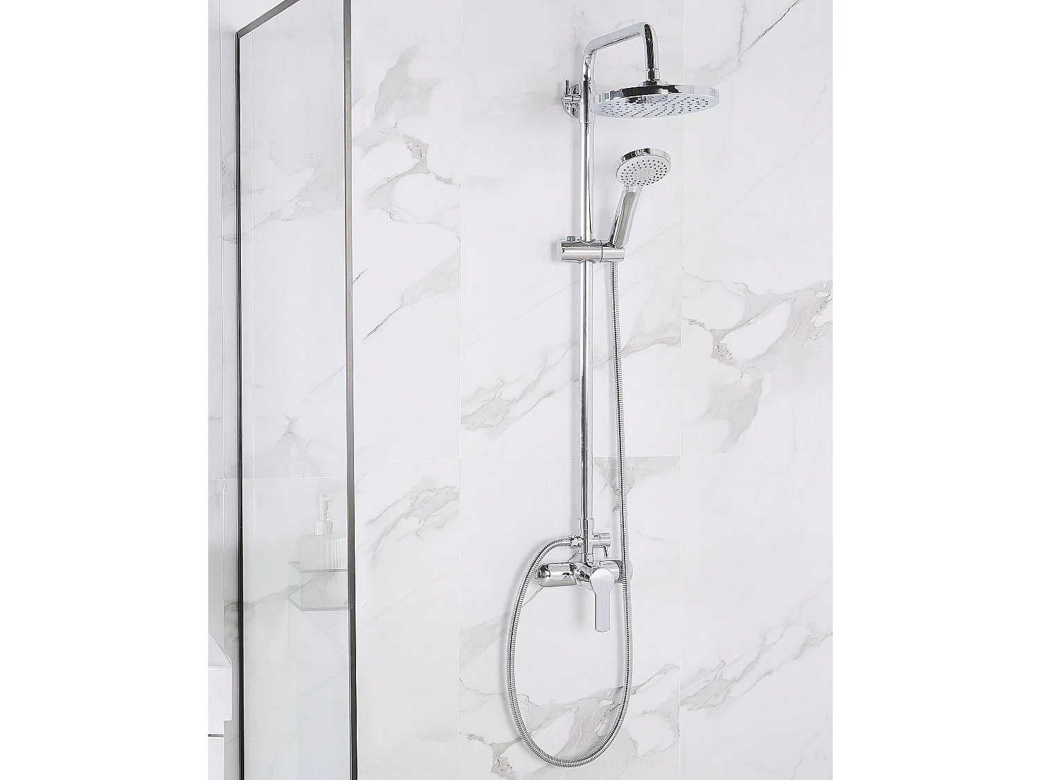 Modernes Dusch-Set mit Kopf- und Handbrause verchromt Silber Tinkisso