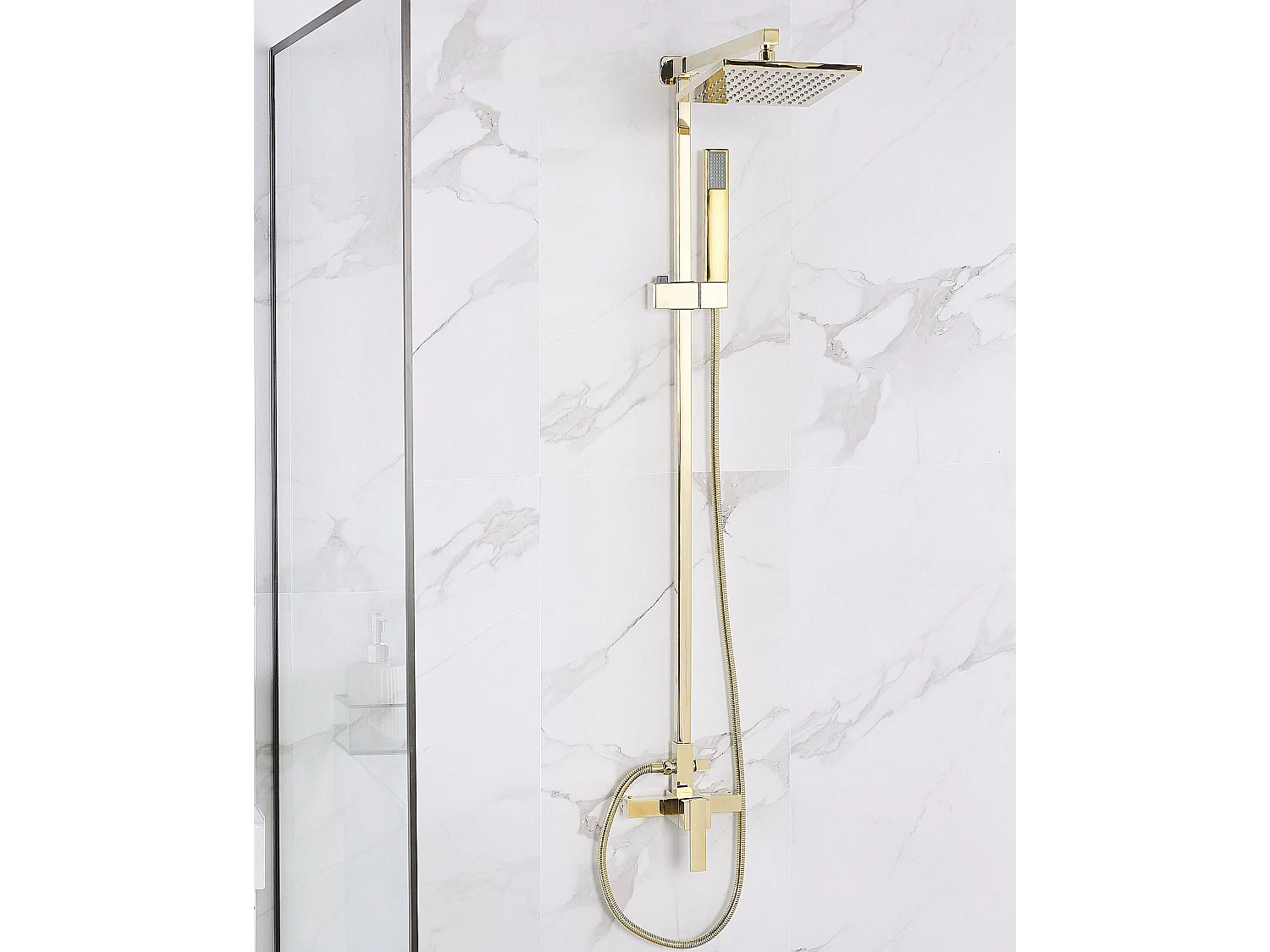 Ensemble de douche avec mitigeur et douche de pluie TAGBO Doré