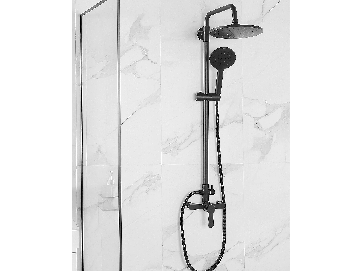 Modernes Dusch-Set mit Kopf- und Handbrause matt Schwarz Farin