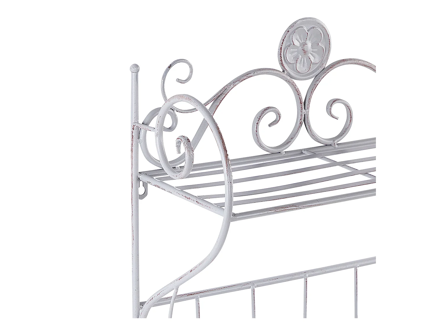 Retro Bad Wandregal aus Metall Antik Optik grau mit 1 Ablage u. 5 Haken Osorno