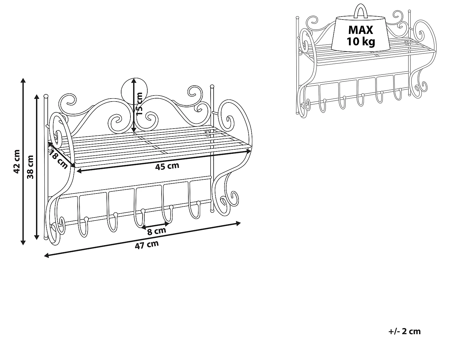 Étagère murale OSORNO Métal Gris