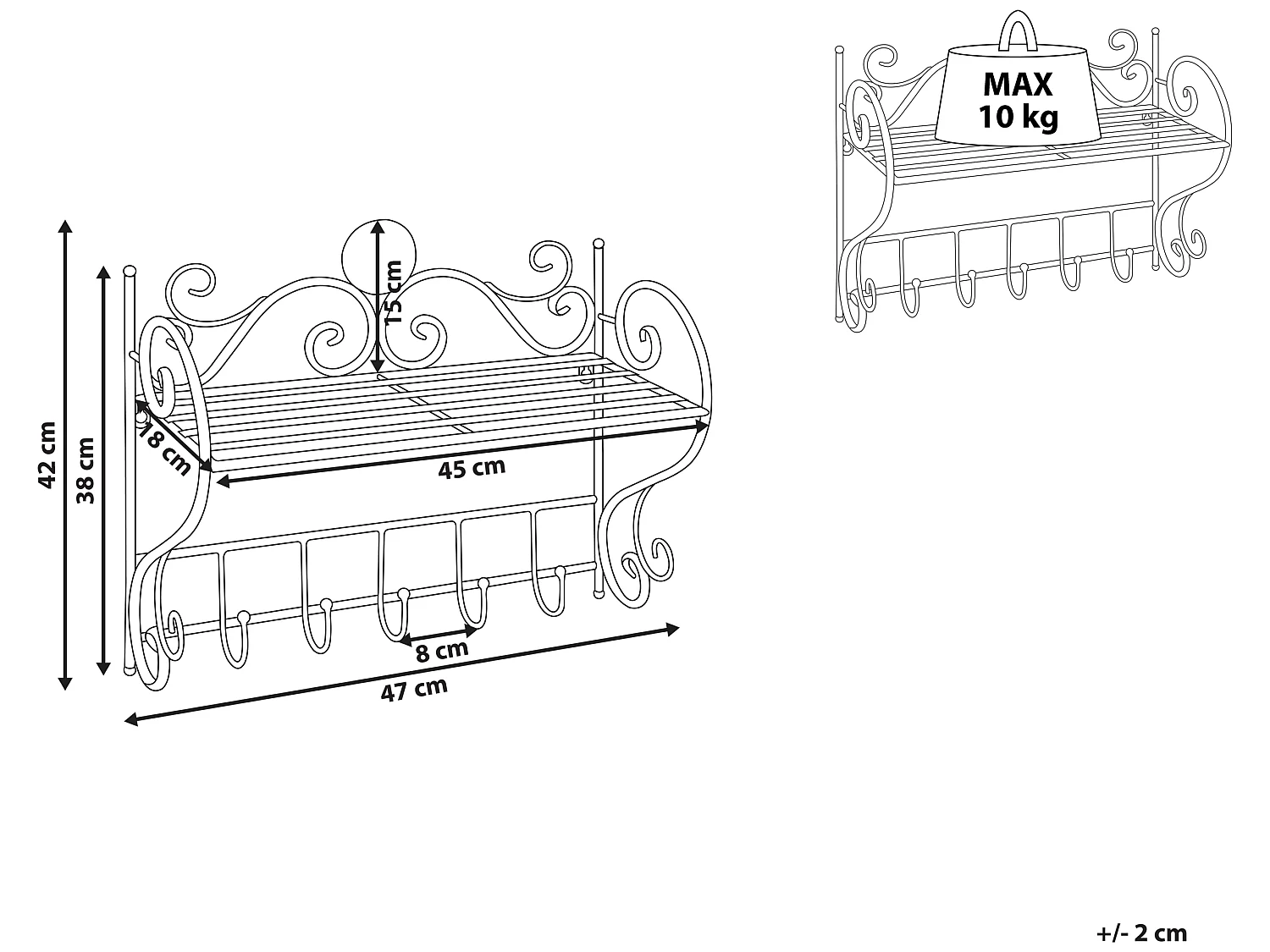Wandplank OSORNO Metaal Grijs