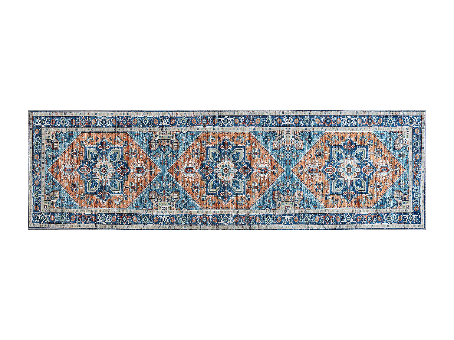 Alfombra azul/naranja/beige 60 x 200 cm RITAPURAM