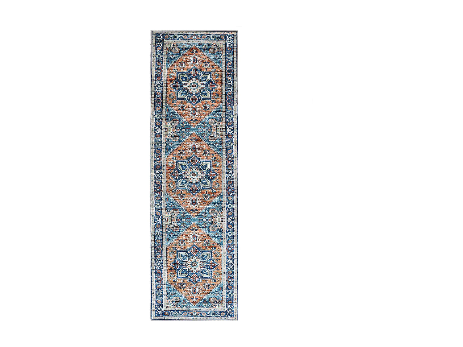 Alfombra azul/naranja/beige 60 x 200 cm RITAPURAM